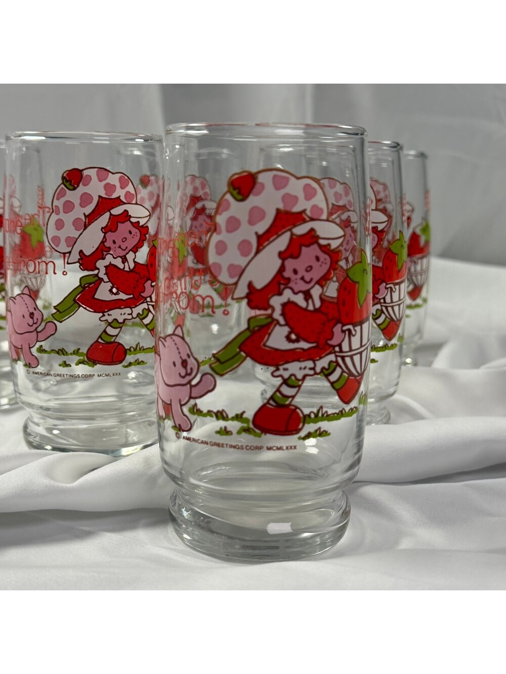 Vintage 1980s Strawberry Shortcake Glasses Set of 6 American Greetings 1980